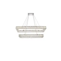 Monroe 42 inch LED double rectangle pendant in chrome