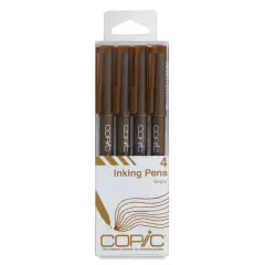 Copic Multiliner Pen - Sepia, Fine Nibs, Set of 4