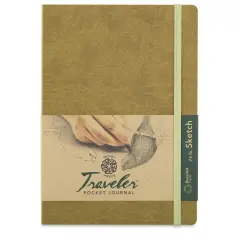 Pentalic Recycled Traveler's Sketchbook - 8-1/4" x 5-7/8", Metallic Gold
