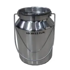 Small Shining Stainless Steel Milk Can Seamless Solid Bail 10" High 1.3 Gallon