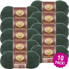 Multipack of 10 - Lion Brand Wool-Ease Yarn -Forest Green Heather