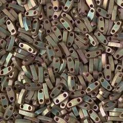 Miyuki Quarter Tila Bead, QTL-2035, Matte Metallic Khaki Iris