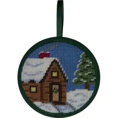 Alice Peterson Stitch-Ups Needlepoint Ornament Kit- Cabin in The Snow Multicolor