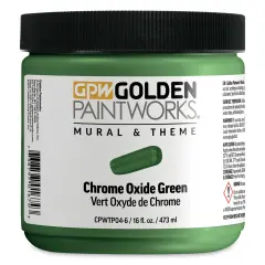 Golden Paintworks Mural and Theme Acrylic Paint - Chrome Oxide Green, 16 oz, Jar