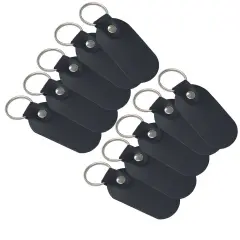 Oval Leather Keychains Kit &ndash; Full-Grain Latigo, 10-Pack, Engraving & Foil Stamping Ready, DIY Personalized Keyrings Black