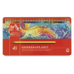 Caran d'Ache Supracolor Soft Aquarelle Pencil Set - Assorted Colors, Set of 40