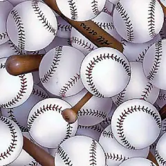 Tossed Baseballs and Bats~Sports Cotton Fabric by Elizabeth's Studio