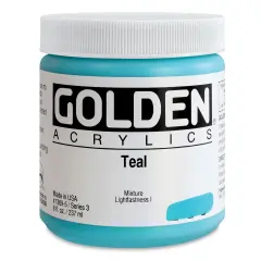 Golden Heavy Body Artist Acrylics - Teal, 8 oz Jar
