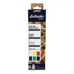 Pebeo Setacolor Fabric Paint - Opaque Assorted Colors, Set of 6