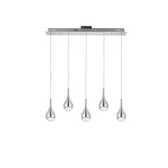 Amherst Collection LED 5-light chandelier 34in x 4in x 9in chrome finish
