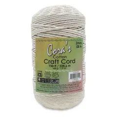 Pepperell Cotton Craft Cord - Natural, 2 mm, 750 ft