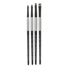 Dynasty Black Silver Synthetic Brushes - Set 5, Pkg of 4