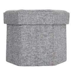 Decorative Grey Foldable Hexagon Ottoman for Living Room, Bedroom, Dining, Playroom or Office