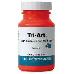 Tri-Art High Viscosity Artist Acrylic - C.P. Cadmium Red Medium, 120 ml jar
