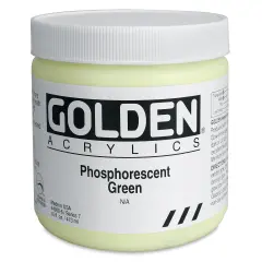 Golden Heavy Body Artist Acrylics - Phosphorescent Green, 16 oz jar