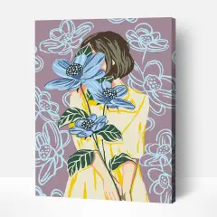 Artwille DIY Paint by Numbers for Adults and Kids, Acrylic Painting Kit - "Mysterious girl", 13.8 x 17.7 in