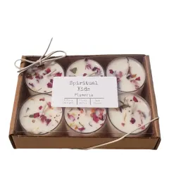 Plumeria Natural 6 Count Soy Wax Tealights Hand Poured with Fragrant/Essential Oils & Dried Flowers | Christmas Gift | Wedding Favors |