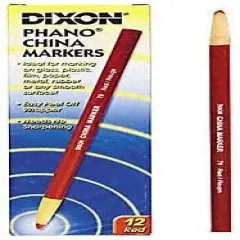 Dixon Industrial Phano Peel-Off China Marker Pencils, Red