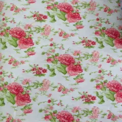 Roses on White Cotton Fabric Sold by the Yard Mook Fabrics