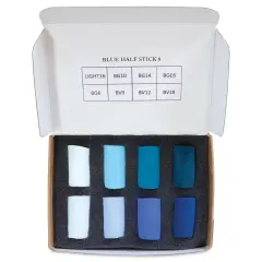 Unison Handmade Pastel Set - Blue Colors, Set of 8, Half Stick