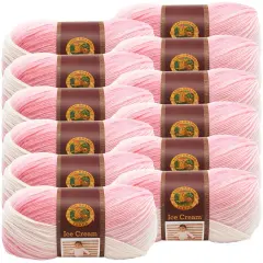 Multipack of 12 - Lion Brand Ice Cream Yarn-Strawberry