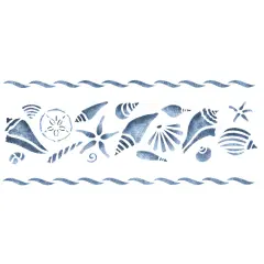 Shells with Border Wall Stencil | 992 by Designer Stencils | Reusable Art Craft Stencils for Painting |