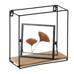 Wooden Board with Metal Frame Wall Mount Floating Shelf for The Living Room, Dining Room, or Office