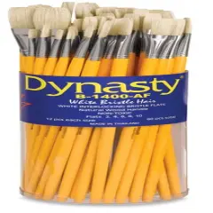 Dynasty Natural White Bristle Brush Set - Flats, Set of 60