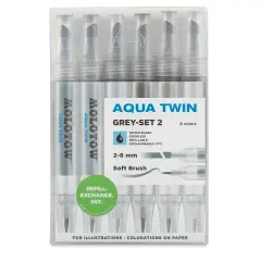 Molotow Aqua Twin Markers - Grey Colors Set 2, Set of 6