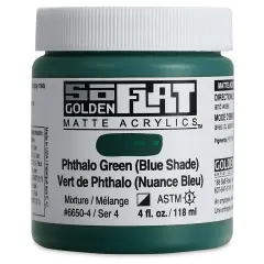 Golden SoFlat Matte Acrylic Paint - Phthalo Green (Blue Shade), 118 ml, Jar