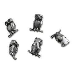 John Bead Antique Stainless Steel Beads - Owl, 11 x 14 mm, Pkg of 5