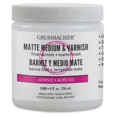 Grumbacher Artists' Acrylic Matte Medium and Varnish - 8 oz jar