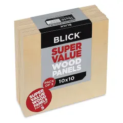 Blick Super Value Wood Panel Pack - 10" x 10", Pkg of 5