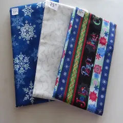 Jingle Stripes and Snow on Blue 2yds 17in Last the Best End of Bolt