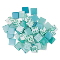 Mosaic Mercantile Patchwork Tiles - Light Blue/Teal, 3 lb