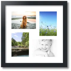 ArtToFrames Collage Photo Picture Frame with 4 - 5x7 inch Openings, Framed in Black with Over 62 Mat Color Options and Plexi Glass (CSM-3926-179)