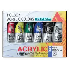 Holbein Heavy Body Artist Acrylics - Set of 6, Basic Colors, 60 ml