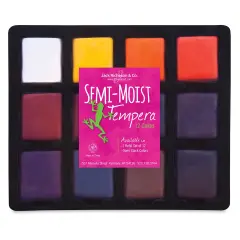 Richeson Semi-Moist Tempera Cake - 12 Color Set w/Tray