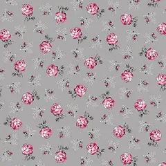 Promise Me Rosebuds Gray Flowers Cotton Fabric Benartex BTY