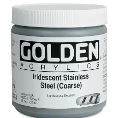 Golden Heavy Body Artist Acrylics - Iridescent Stainless Steel (Coarse), 8 oz Jar