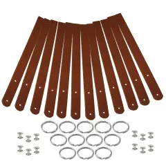 Blank Leather Keyrings 12 Pack &ndash; Pre-Cut Blanks with Hardware for Hot, Foil Stamping & Engraving Russet