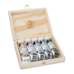 Schmincke Horadam Aquarell Artist Watercolor - Set of 5, Tundra, Supergranulation, Wood Box, 15 ml, Tubes