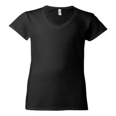 Gildan&reg; Softstyle Ladies Fit V-Neck Short Sleeve T-Shirt Black