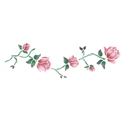 Rose Vine Wall Stencil | 659 by Designer Stencils | Floral Stencils | Reusable Art Craft Stencils for Painting on Walls, Canvas, Wood | Reusable Plastic Paint Stencil for Home Makeover | Easy to Use & Clean Art Stencil
