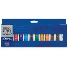 Winsor & Newton Cotman Watercolors - Set of 12, Assorted Colors, 8 ml Tubes