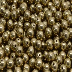 6mm Czech Round Druk Bead, Jet Gold Bronze, 50 pieces