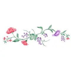 Rose and Berry Vine Wall Stencil | 343 by Designer Stencils | Floral Stencils | Reusable Art Craft Stencils for Painting on Walls, Canvas, Wood | Reusable Plastic Paint Stencil for Home Makeover | Easy to Use & Clean Art Stencil