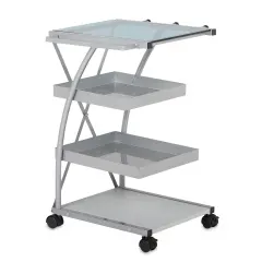 Studio Designs Triflex Taboret - Silver w/ Blue Glass