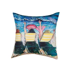 Mermaid Beach Party Indoor/Outdoor Throw Pillow, 18" x 18"