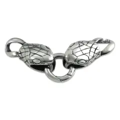 John Bead Stainless Steel Antique Silver Clasp - Snake Head, 34 x 15 mm